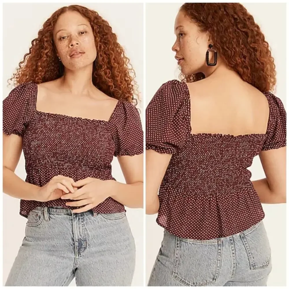 J. Crew Squareneck smocked blouse Size Medium